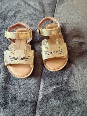 cupcakes & cashmere Metallic Gold bunny Face Kids Sandals